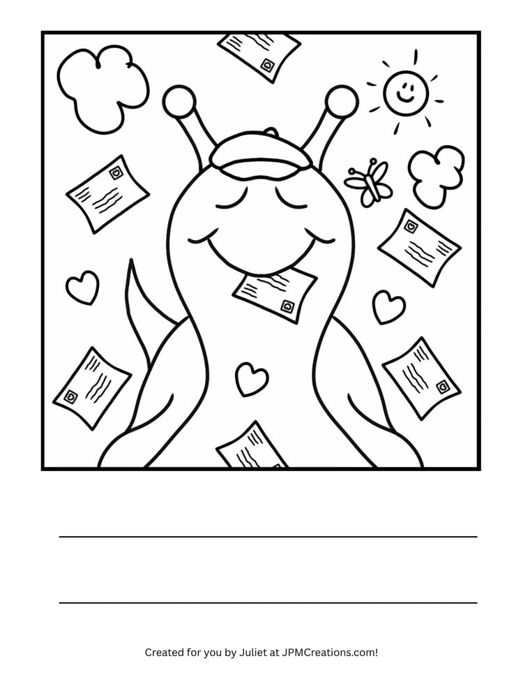 FREE Cute Snail You’ve Got Mail Coloring Page (Letter Size)