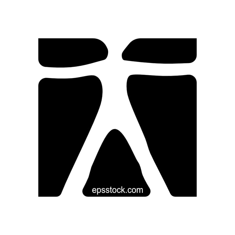 standing human logo, black isolated vector silhouette