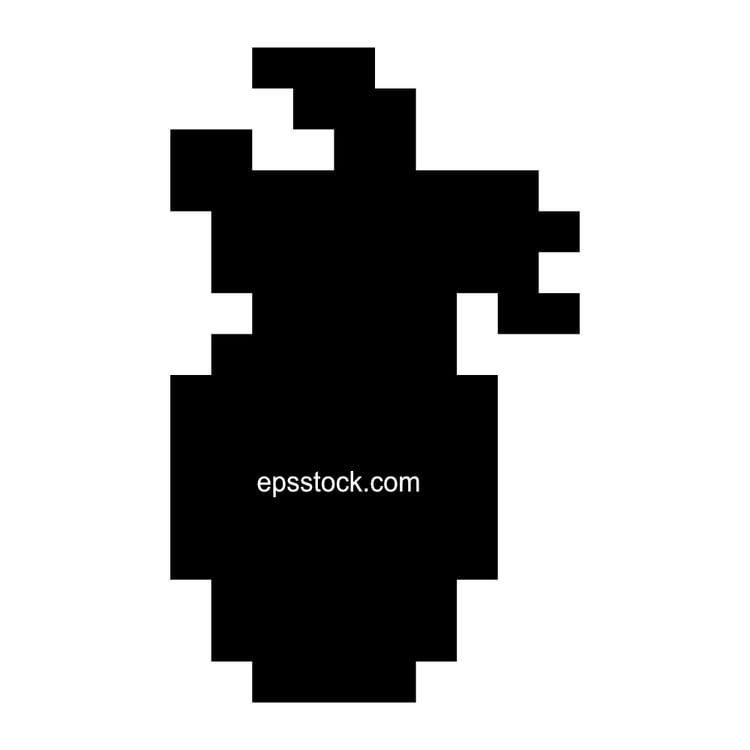 Heart symbol in voxel, black isolated vector silhouette