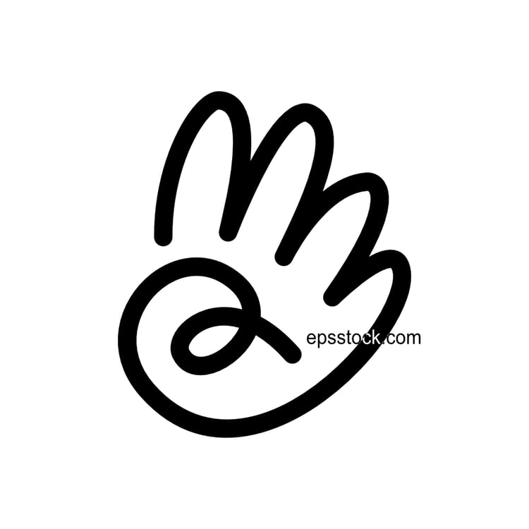 Hand logo, black isolated vector silhouette