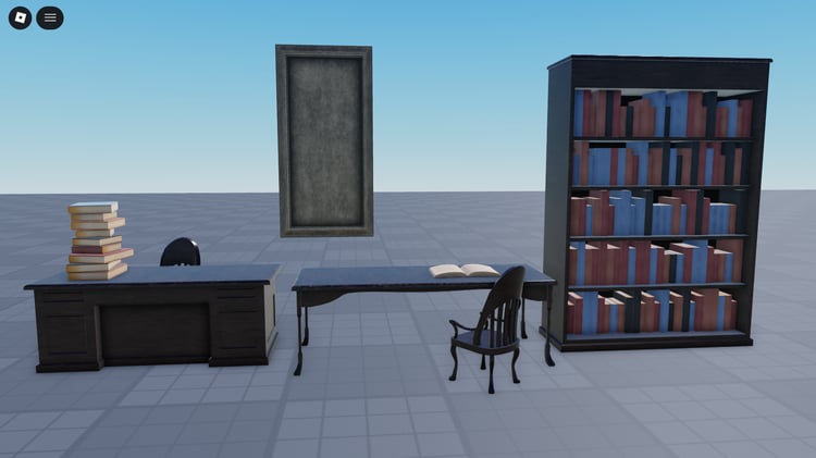 Roblox bookshelf desk chair set