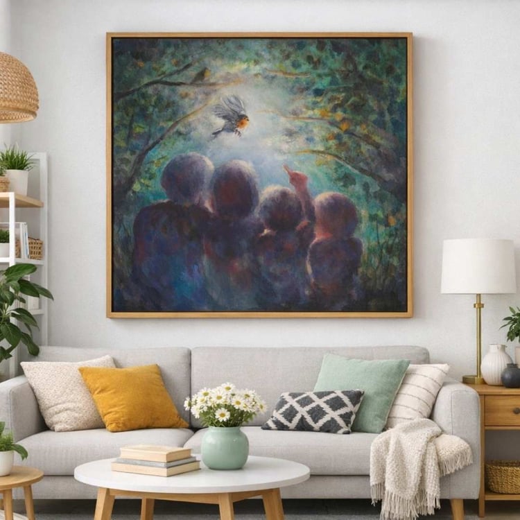Near Loved Ones roodborstje schilderij