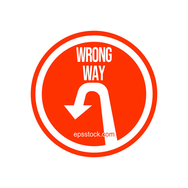 wrong way sign, rad isolated vector silhouette