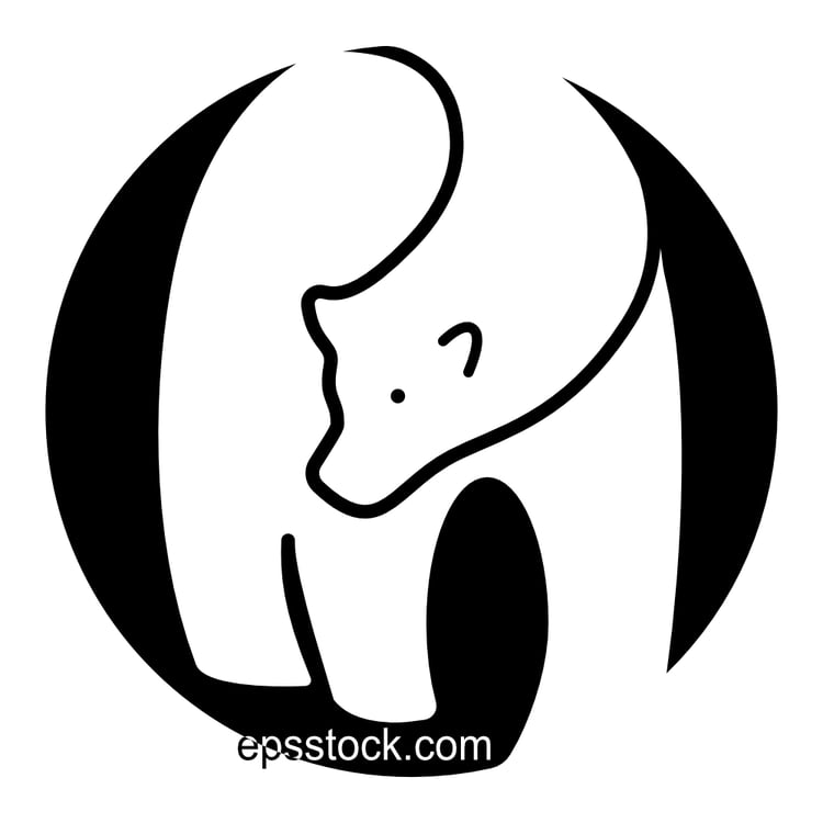 white bear symbol, black isolated vector silhouette