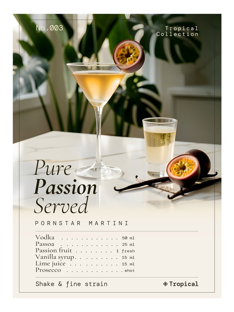 Pornstar martini and recipe poster