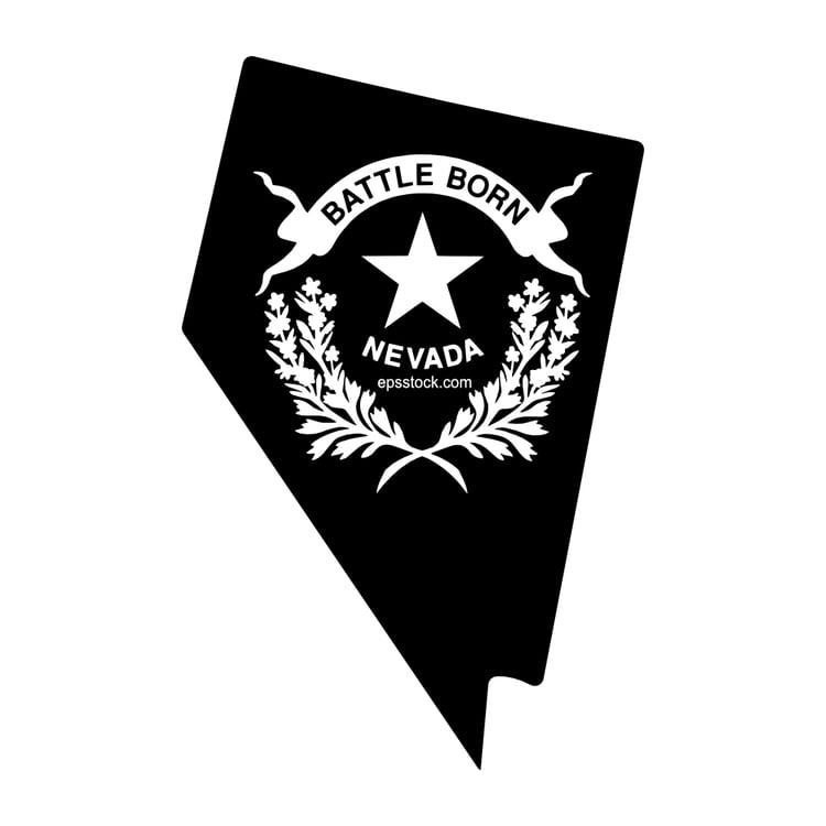 Nevada symbol, black isolated vector silhouette
