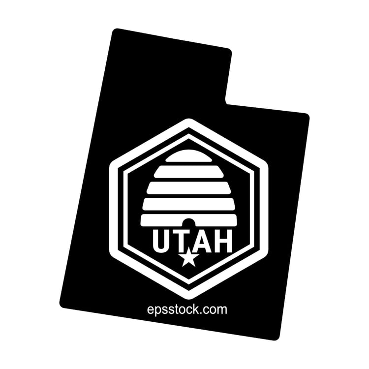 Utah state symbol, black isolated vector silhouette
