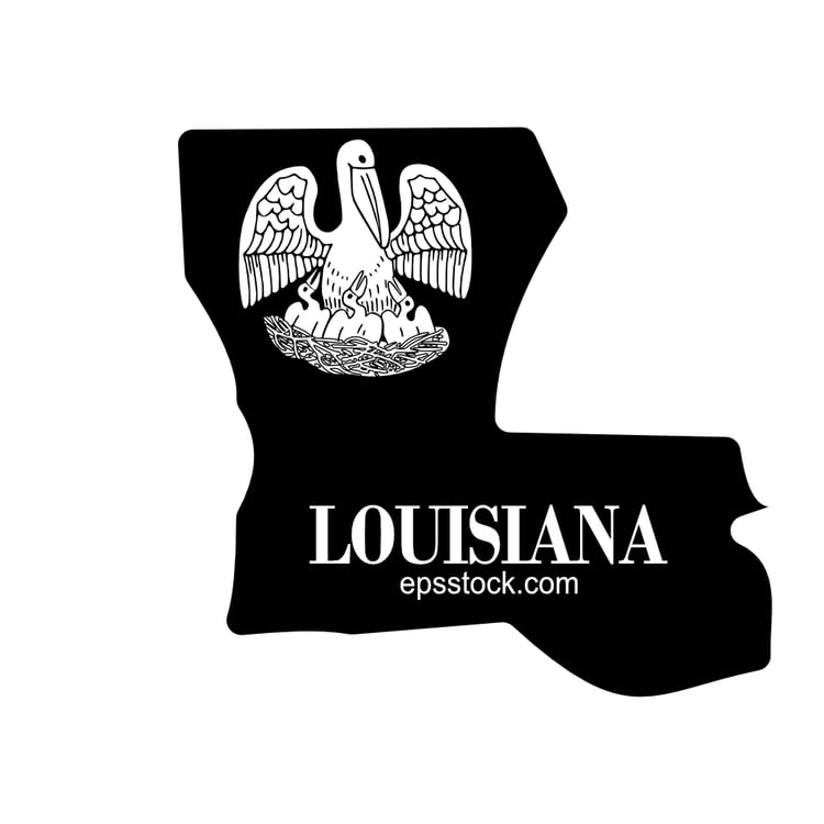 Louisiana state symbol, black isolated vector silhouette
