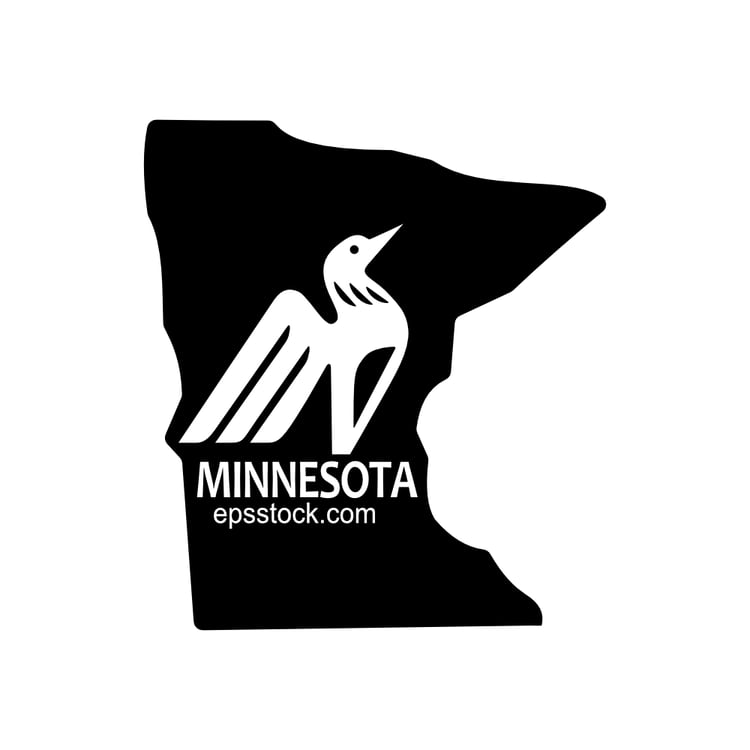Minnesota state symbol, black isolated vector silhouette