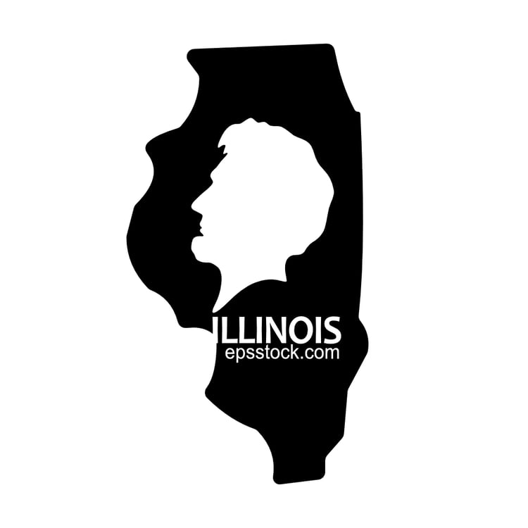 Illinois state , black isolated vector silhouette