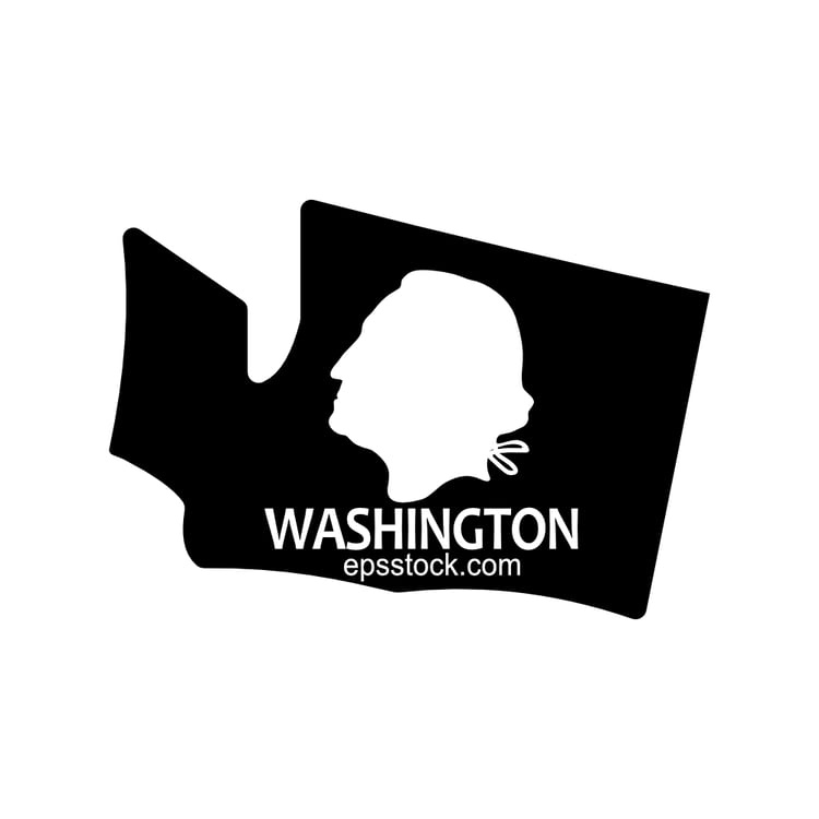 Washington state symbol, black isolated vector silhouette