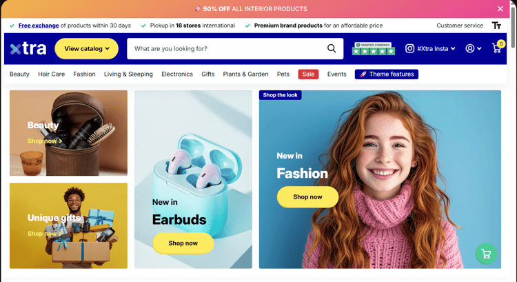 Xtra Shopify Theme modern eCommerce store design