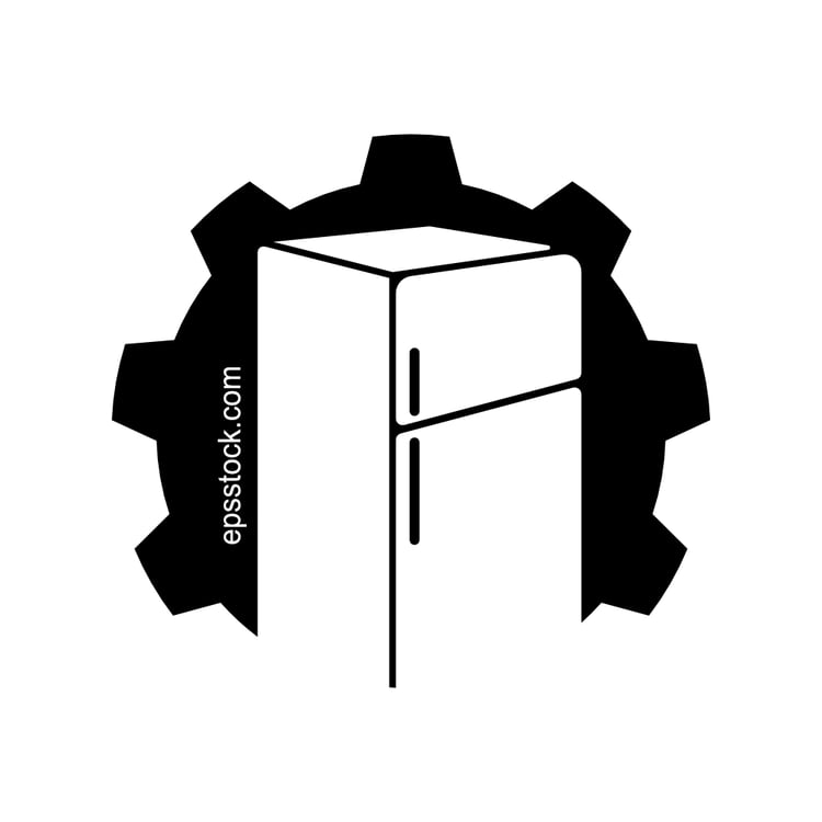 Refrigerator repair, Black isolated vector silhouette