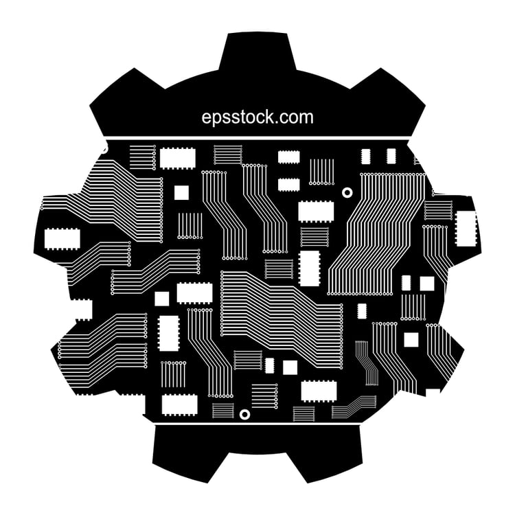 Motherboard repair, black isolated vector silhouette