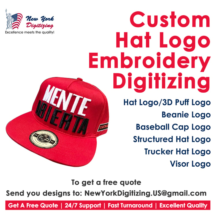 Hat Logo Digitizing, 3D Puff Digitizing, Embroidery Digitizing, Logo Digitizing, Trucker Digitizing, Beanie Digitizing, Visor Digitizing, Baseball Cap Digitizing, Dad Hat Digitizing, Golf Cap Digitizing, Beach Hat Digitizing, Custom Hat Logo, Custom Digit