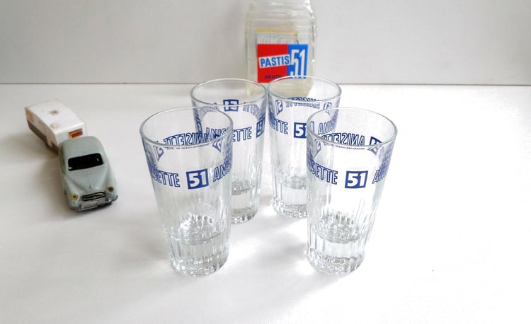 set of four Vintage French Anisette 51 glasses