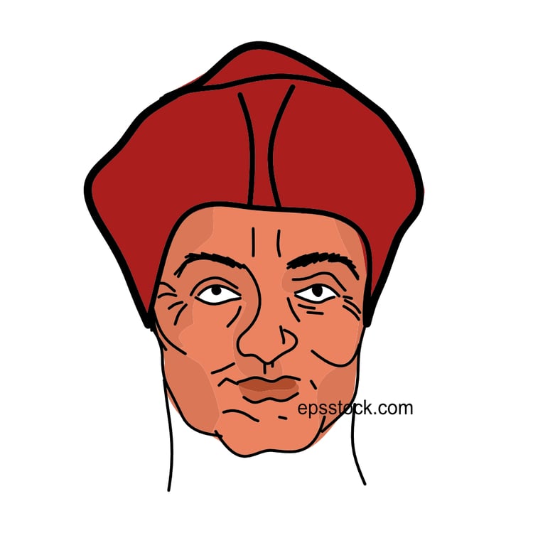 Thomas Wolsey portrait, color vector illustration