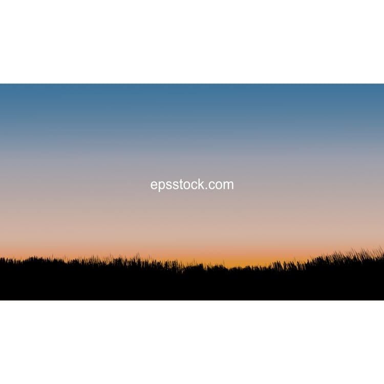Steppe at sunset, color vector illustration