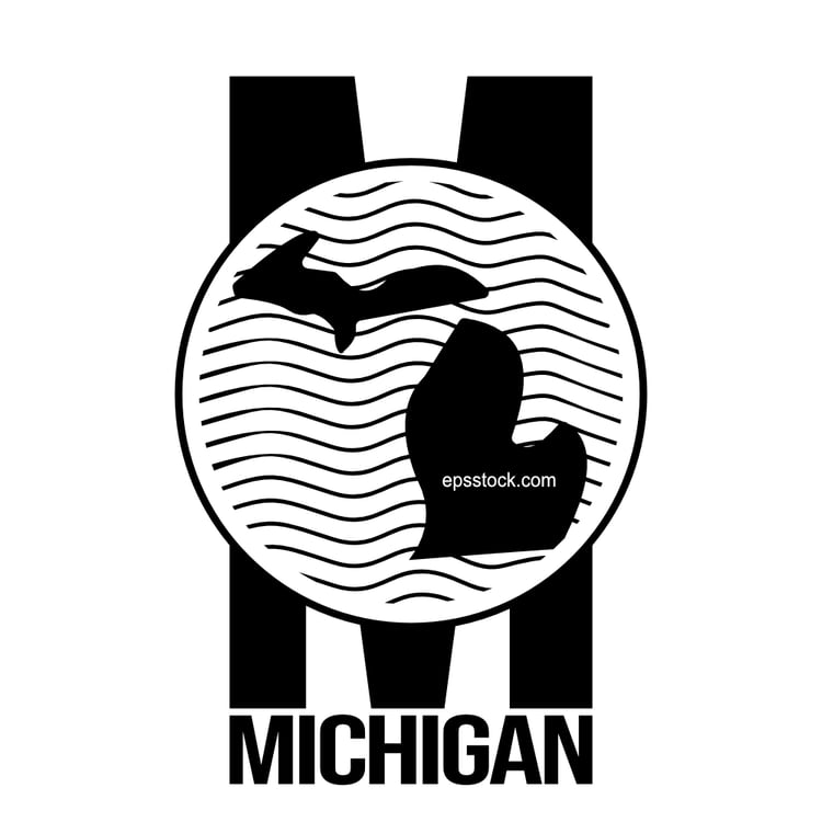 Michigan state symbol, black isolated vector silhouette