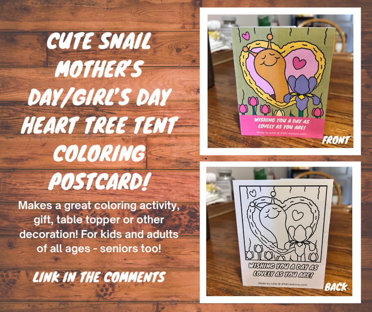 Cute Snail Mother’s Day/Girl’s Day Heart Tree Tent Postcard  (promo)