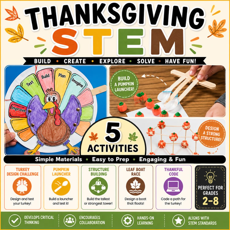 Fun Thanksgiving Science & STEM - Pilgrims, Turkey, Pumpkins & Fall Activities