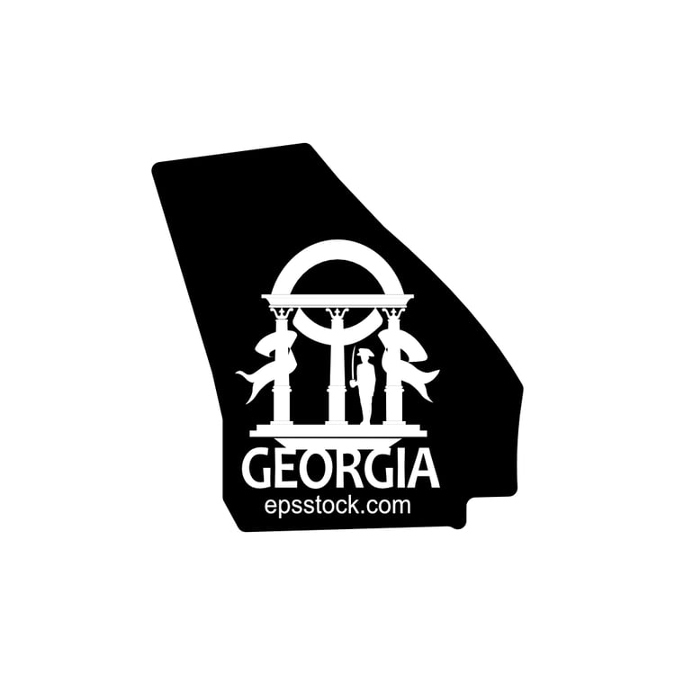 Georgia State Symbol, black isolated vector silhouette