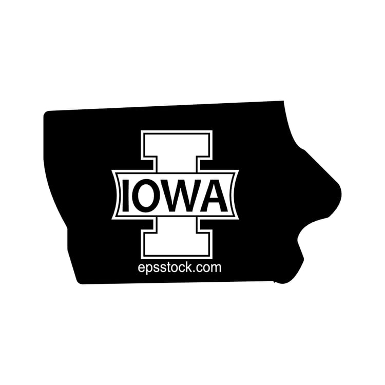 Iowa State Symbol, black isolated vector silhouette