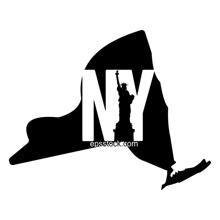 New York State Symbol, black isolated vector silhouette