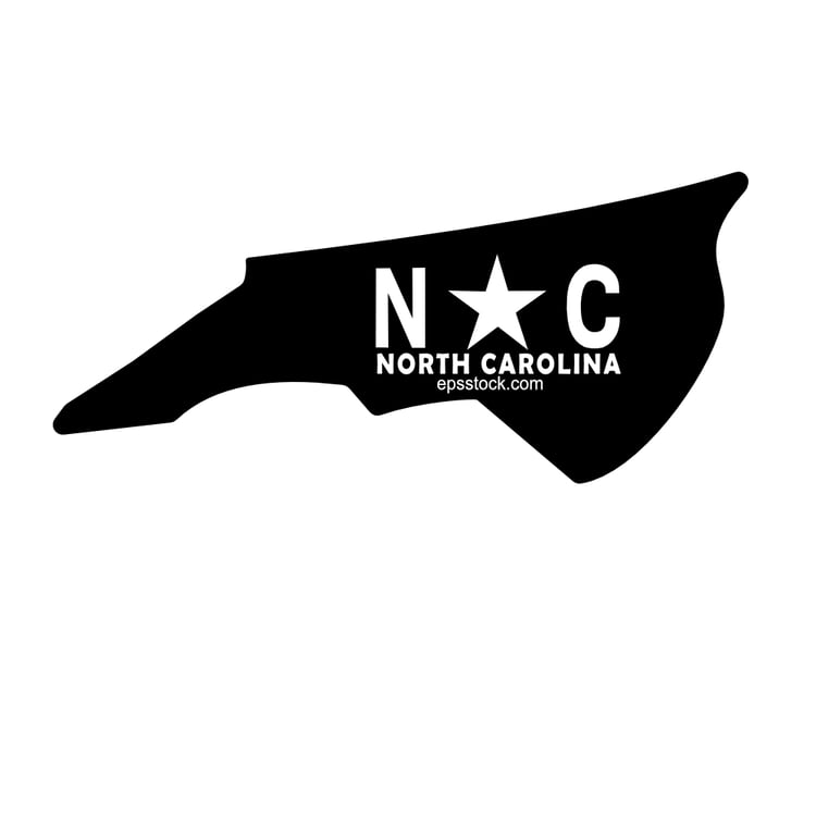 North Carolina state symbol, a black isolated vector silhouette