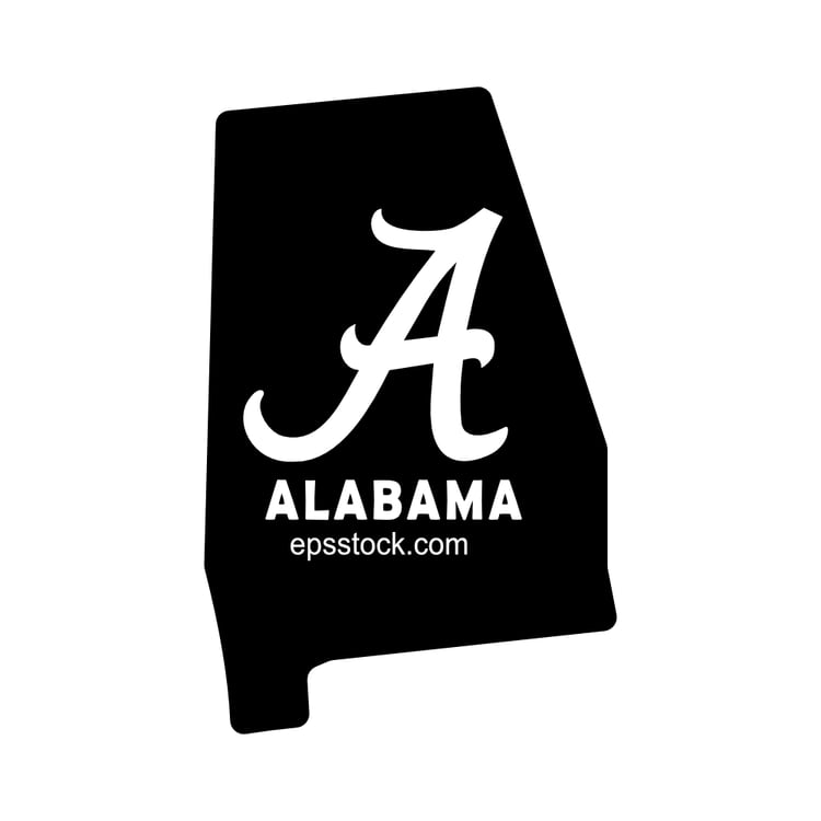 Alabama state symbol, a black isolated vector silhouette