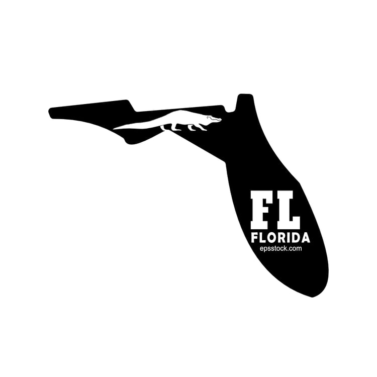 Florida state symbol, a black isolated vector silhouette