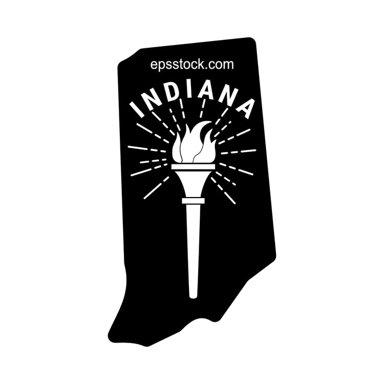 Indiana state symbol, a black isolated vector silhouette