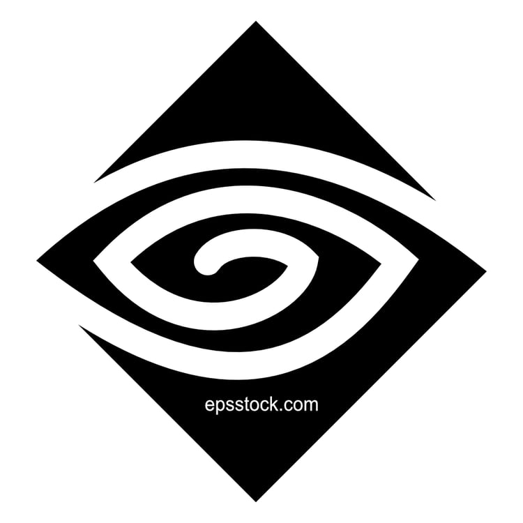 Eye symbol, black isolated vector silhouette