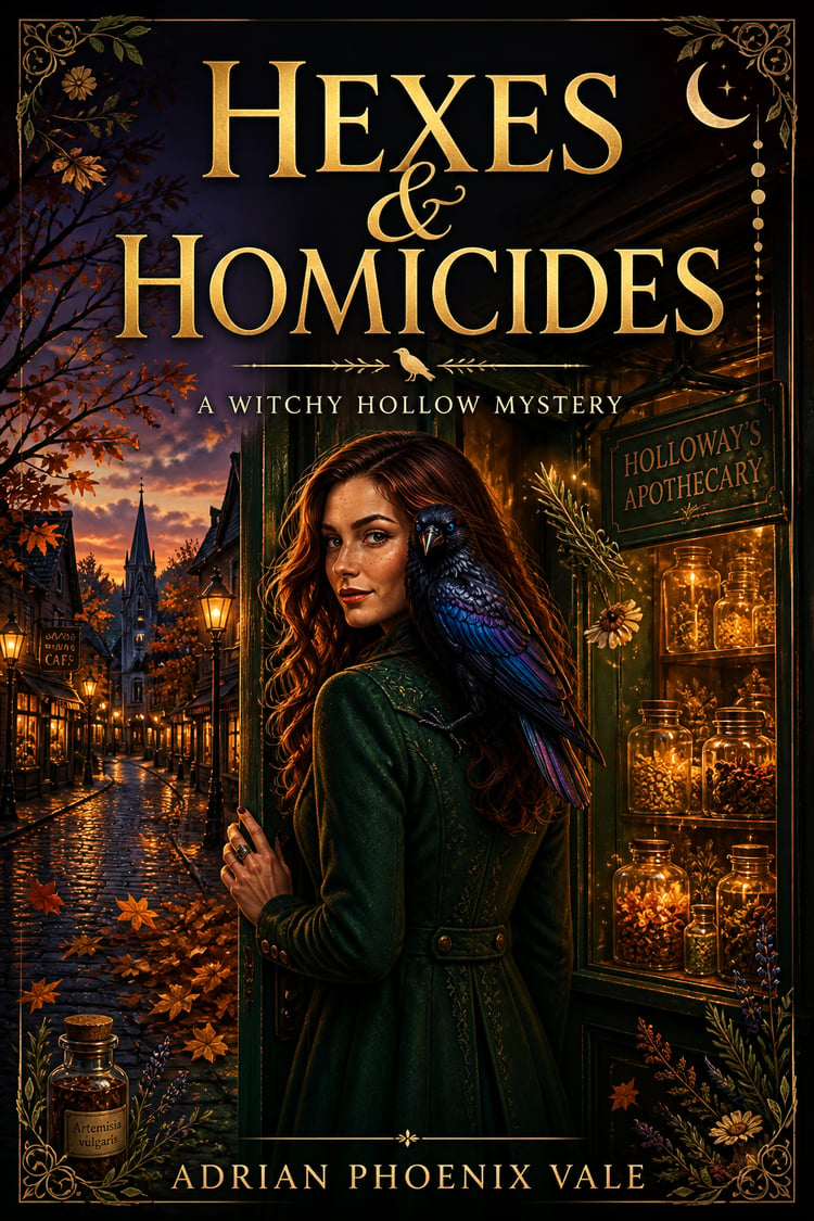 witch cozy mystery with talking crow,magical small town murder mystery,cozy paranormal mystery series,witch inherits apothecary mystery,ghost asks witch to solve murder,autumn witch cozy mystery,supernatural cozy mystery novel,witchy hollow murder mystery
