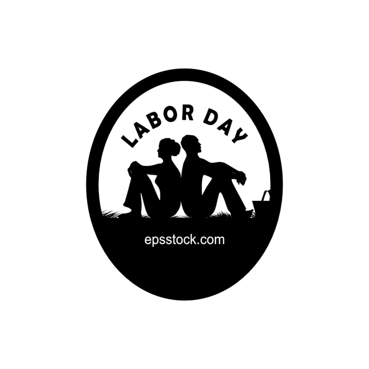 labor day symbol, black isolated vector silhouette