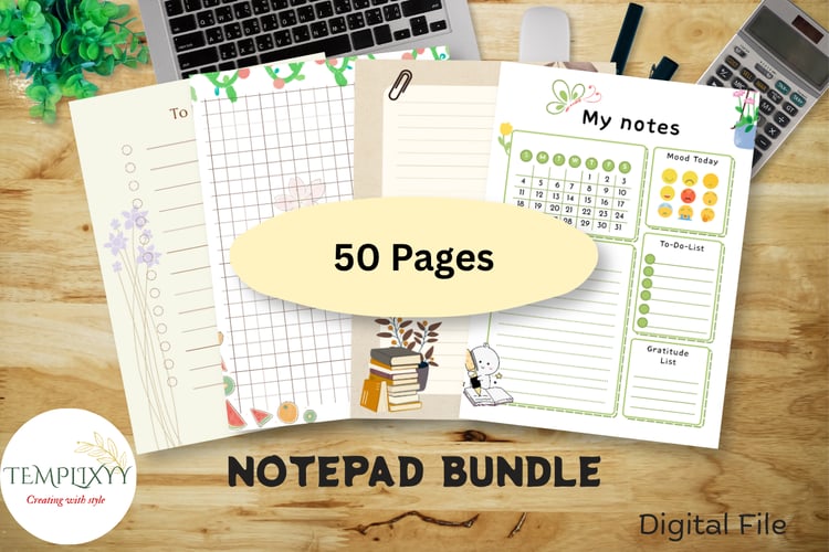Cute digital notepad templates for printing