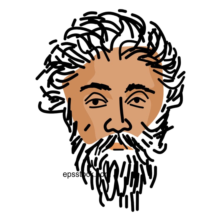 Marcus Aurelius portrait, color vector illustration
