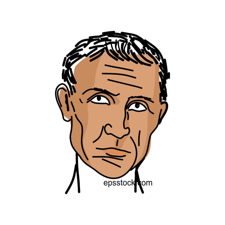Pontius Pilate portrait, color vector illustration