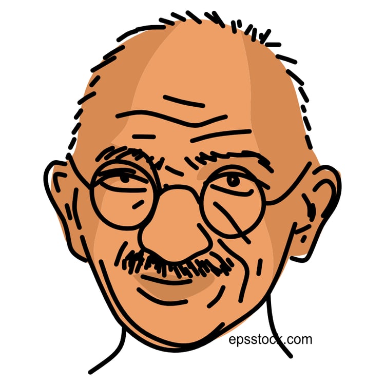 Mohandas K. Gandhi portrait, color vector illustration