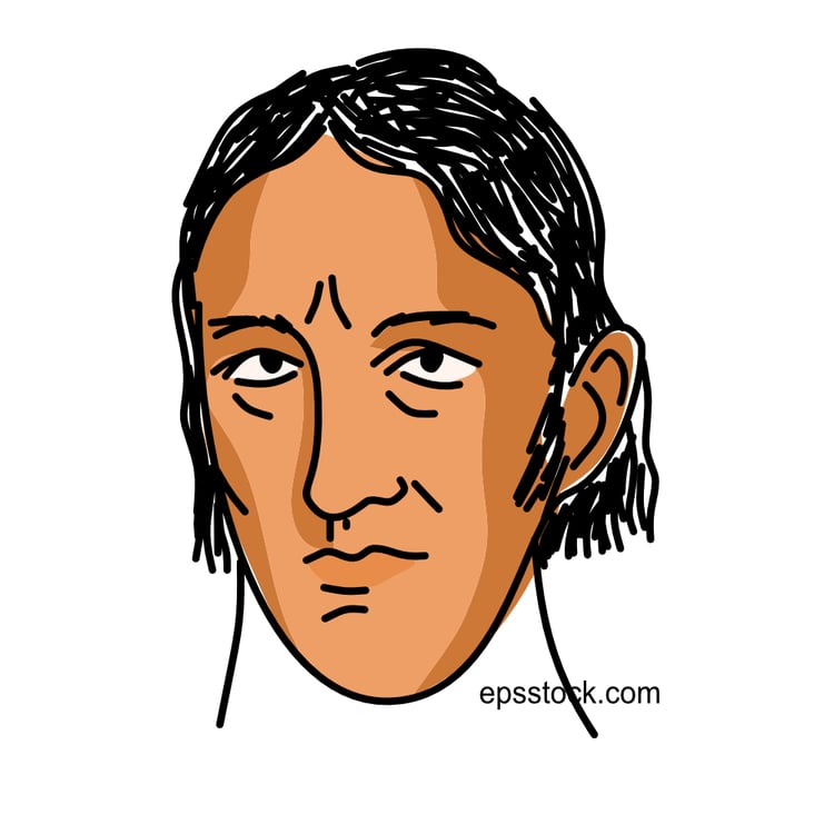 Davy Crockett portrait, color vector illustration