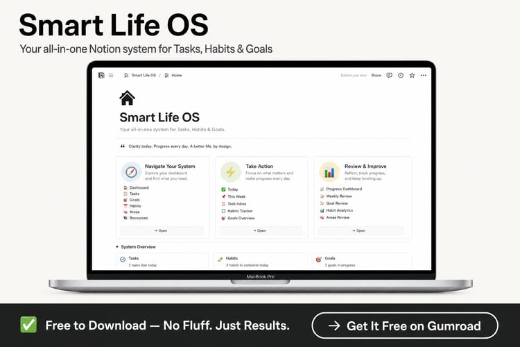 Smart Life OS Free Notion Template