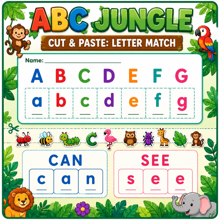 Alphabet Matching & CVC Word Building – Jungle Theme