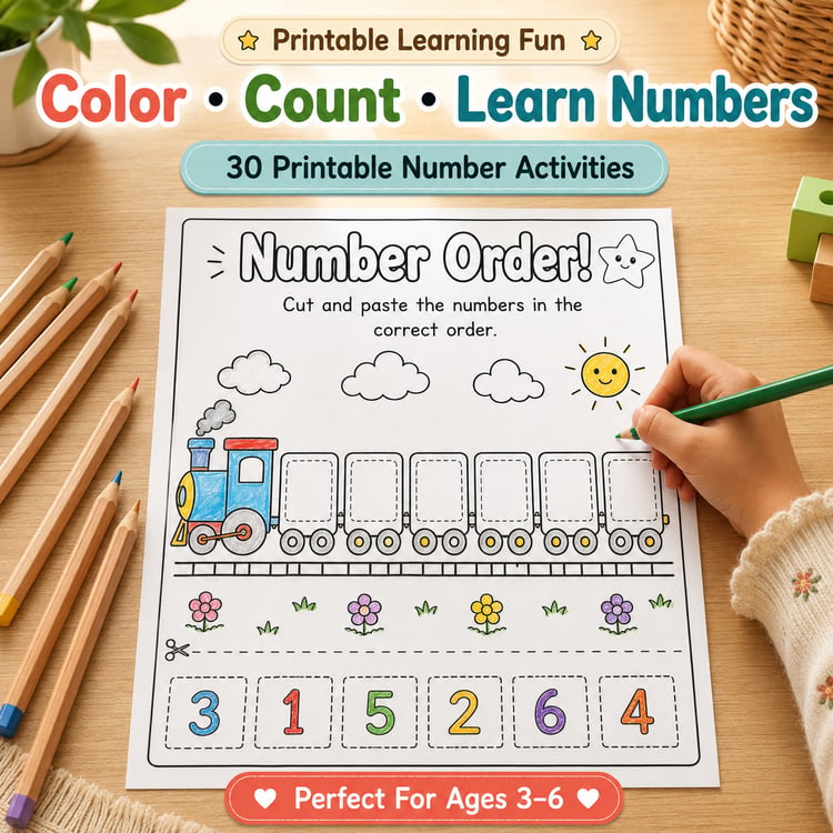 Numbers Made Fun! 20 Printable Coloring Worksheets for Ages 3–6