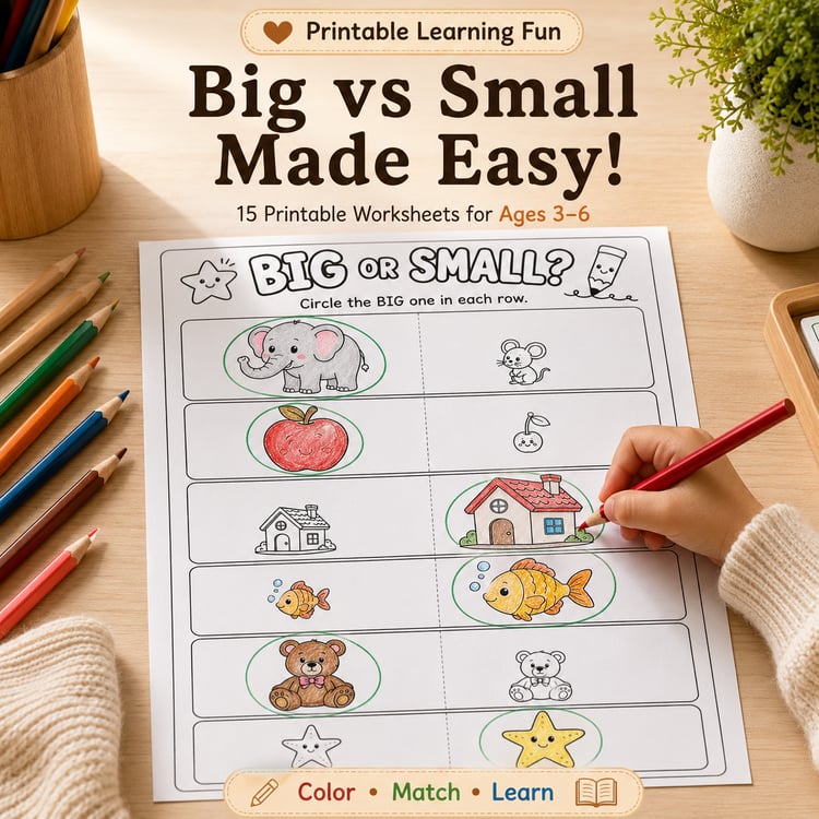 Big vs Small Made Easy! 15 Printable Worksheets for Ages 3–6