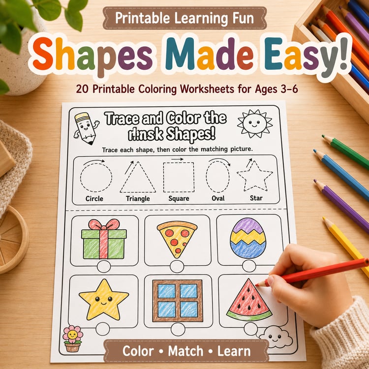 Shapes Made Easy! 20 Printable Coloring Worksheets for Ages 3–6