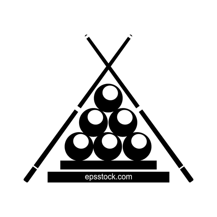 Billiard room symbol, black isolated vector silhouette