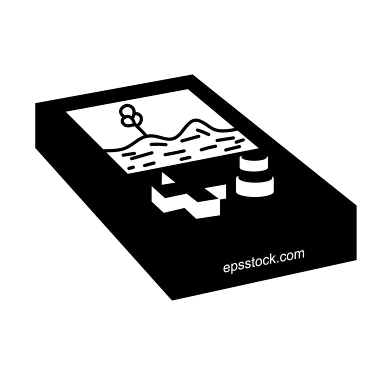 retro vintage modern video game controller, black isolated vector silhouette