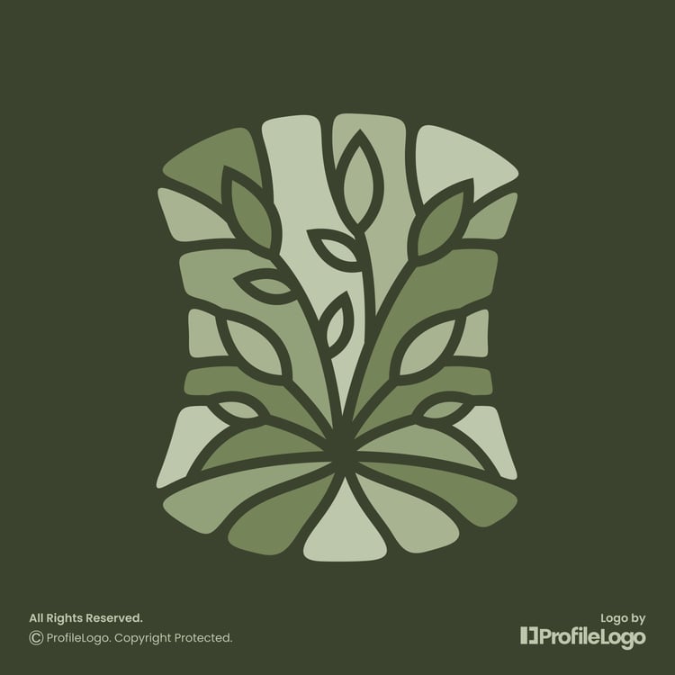 Colorful mosaic plant leaf logo by ProfileLogo with dark green background
