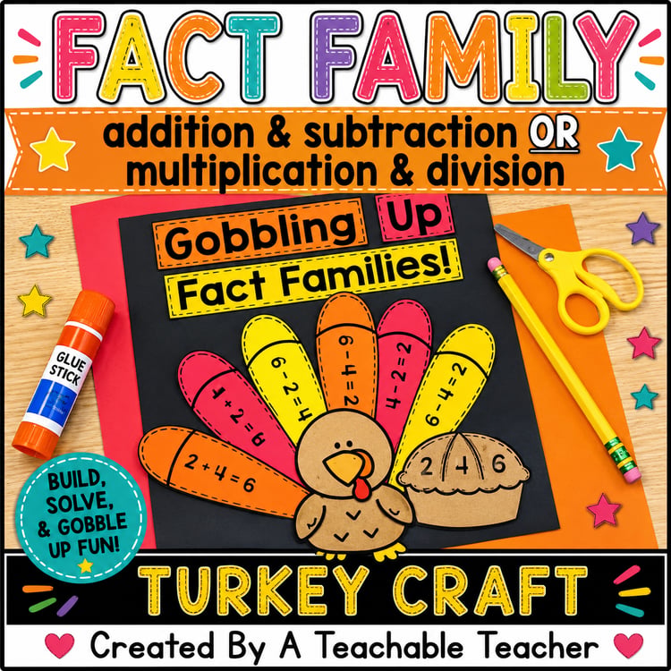 Thanksgiving Math Turkey Craft (Addition Subtraction OR Multiplication Division)