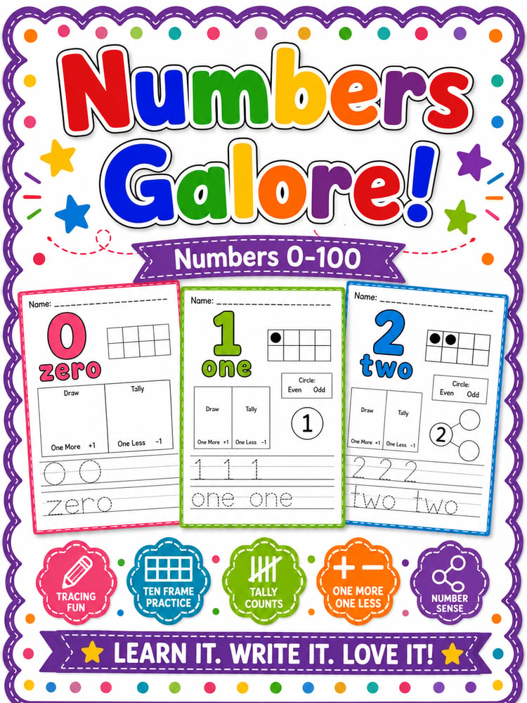 Numbers 0–100 Practice Pack